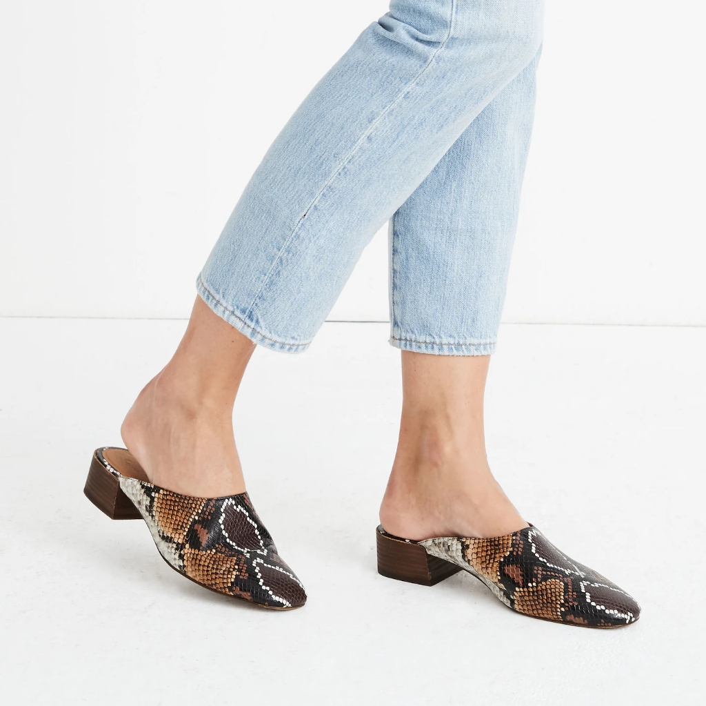 Madewell The Alicia Mule In Snake Embossed Leather 8.5